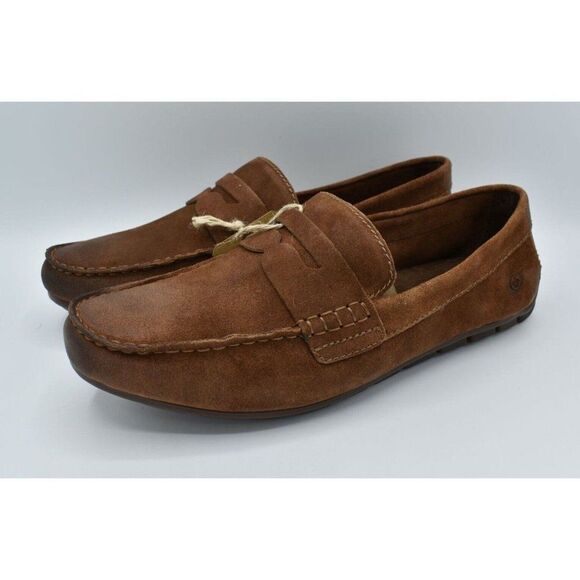 Born Men Size 9.5 Andes Rust Distressed Full Grain Leather Moc Toe Penny Loafers